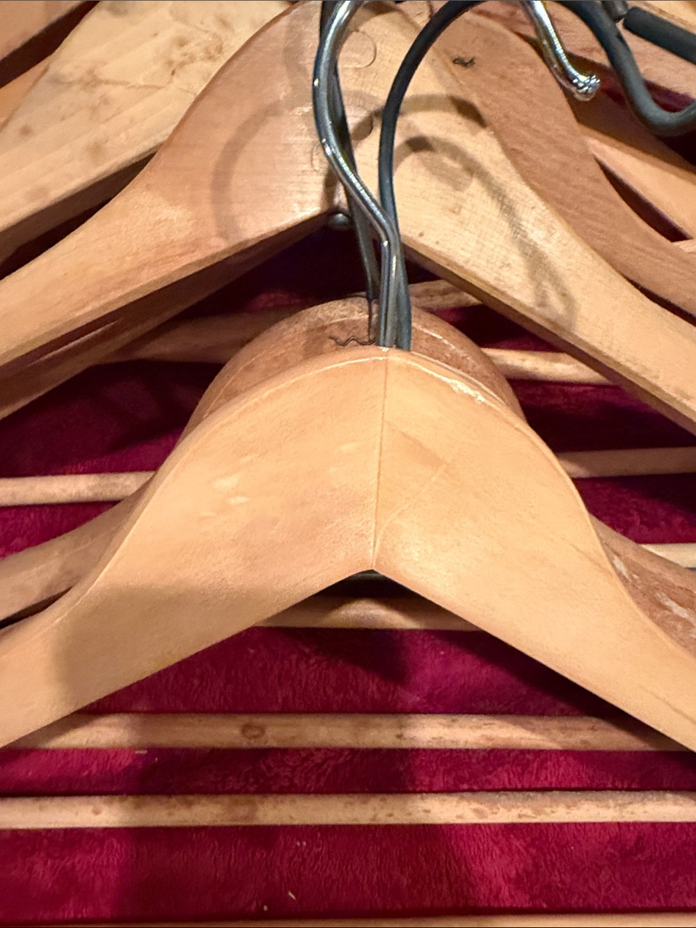 Wooden Suit Hangers  (12)- Natural Wood Finish (Set) - Picture 2 of 3